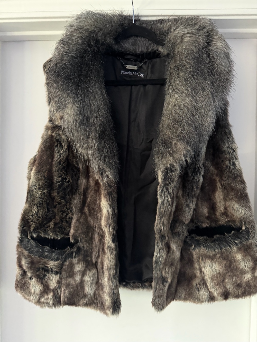 Pamela McCoy Women's Faux Fur Teddy Vest  in Mixed Brown and Gray Tones